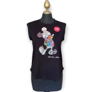 Disney Parks Shirt Mickey Mouse Rainbow Sequins Size Small NWT